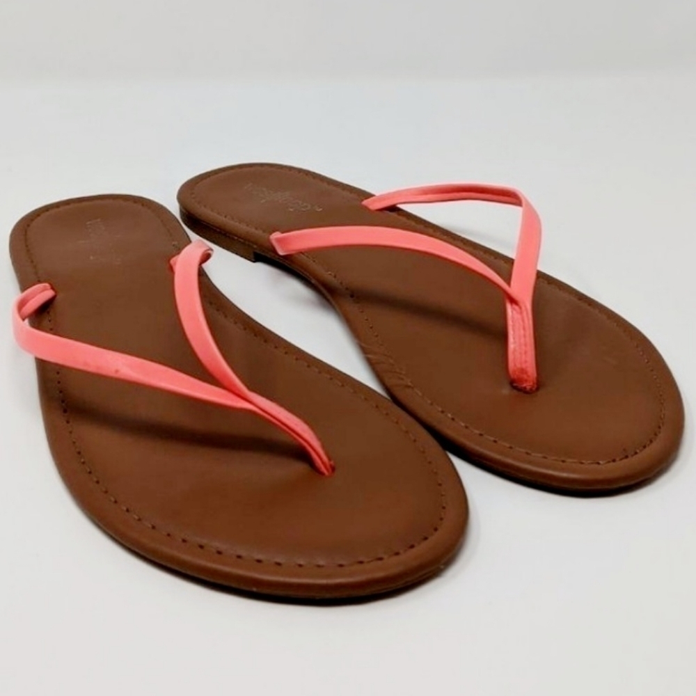 NWT West Loop Neon Coral Thin Sheild Sandals Flip Flops Size Medium (7-8) New - Picture 7 of 10